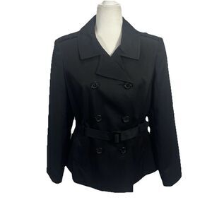 Giorgio Sant’ Angelo Black Lined Belted Blazer Button Classic Sz 12 Petite